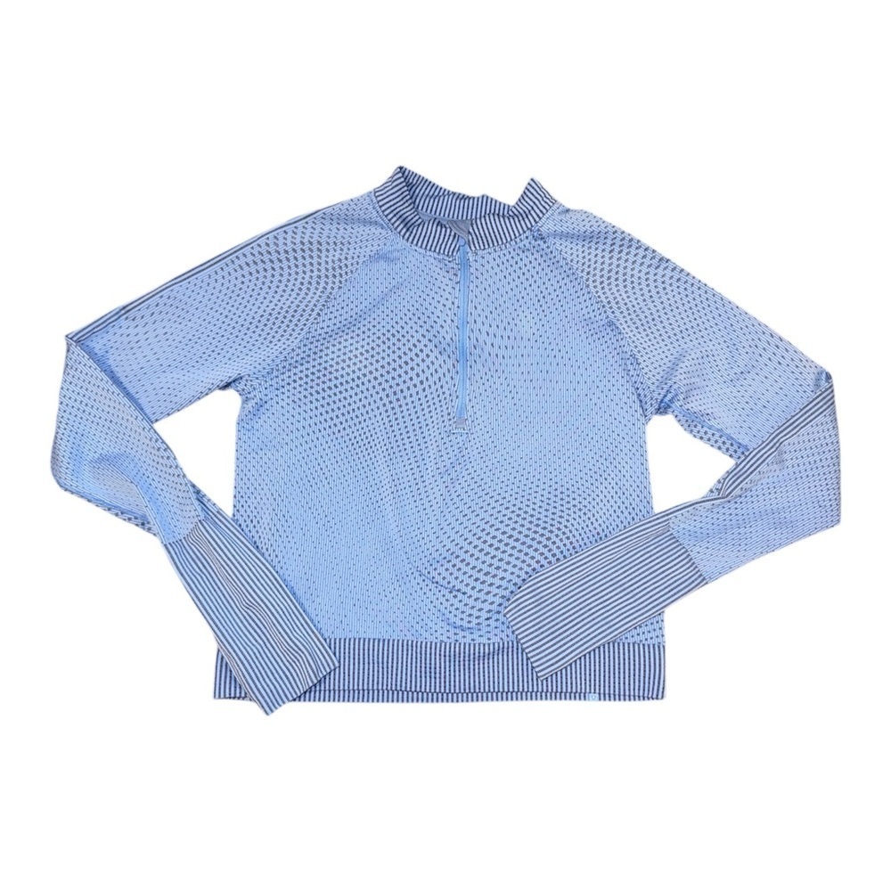 Lululemon Rest Less Cropped Half-Zip Grid Warp Blue Nile Night Sea - Picture 5 of 5